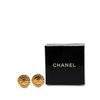 Chanel Gold Plated CC Round Clip On Earrings Secondhand