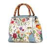 Gucci Small Canvas Flora Bamboo Shopper Satchel Secondhand