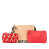 Fendi Zucca Leather and Raffia Triplette Clutch Secondhand