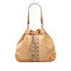 Gucci Suede and GG Canvas Nailhead Drawstring Hobo Secondhand