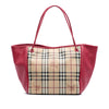 Secondhand Burberry Small Haymarket Check Coated Canvas and Calfskin Canterbury Tote