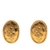 Chanel CC Gold Plated Oval Crown Earrings Secondhand
