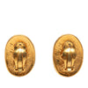 Chanel CC Gold Plated Oval Crown Earrings Secondhand