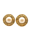 Chanel Gold Plated Round Faux Pearl Clip on Earrings Secondhand