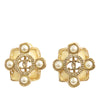 Chanel CC Gold Plated Resin and Faux Pearl Push Back Earrings Secondhand
