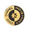 Chanel Gold Plated and Enamel Round Coco Paris Brooch Secondhand