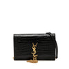 Saint Laurent Small Croc Embossed Leather Monogram Kate Tassel Crossbody Secondhand