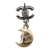 Chanel CC Silver and Gold Plated Crystal Moon and Star Drop Earrings Secondhand