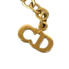 Dior Gold Plated Rhinestone Logo Heart Pendant Necklace Secondhand