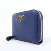 Prada Saffiano Metal 1MM268 Leather Coin Wallet in Blue Secondhand