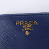 Prada Saffiano Metal 1MM268 Leather Coin Wallet in Blue Secondhand