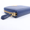 Prada Saffiano Metal 1MM268 Leather Coin Wallet in Blue Secondhand