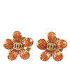 Chanel Gold Plated Resin CC Flower Push Back Earrings Secondhand