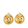 Chanel CC Gold Plated Round Clip On Earrings Secondhand