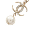 Chanel Gold Plated CC Rhinestone Faux Pearl Pendant Necklace Secondhand