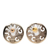 Chanel Gold Plated Strass Faux Pearl Coco Logo Disc Pushback Earrings Secondhand