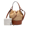 LOEWE Small Raffia and Calfskin Balloon Bucket Bag Secondhand