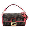 Secondhand Fendi Medium Zucca Canvas Fluo Trim Baguette Satchel