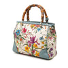 Gucci Small Canvas Flora Bamboo Shopper Satchel Secondhand
