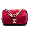 Chanel Paris Cosmopolite Small Tricolor Quilted Velvet Private Affair Camellia Flap Secondhand