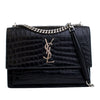 Saint Laurent Medium Croc Embossed Calfskin Sunset Flap Crossbody Secondhand