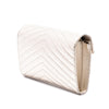 Saint Laurent Metallic Crackled Chevron Calfskin Monogram Envelope Chain Wallet Secondhand