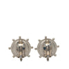 Chanel CC Brass Strass Faux Pearl Nautical Helm Clip On Earrings Secondhand