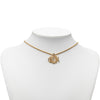 Dior Gold Plated Strass Logo Pendant Necklace Secondhand