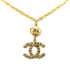 Chanel Gold Plated CC Pendant Rhinestones Necklace Secondhand