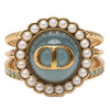 Dior Gold Plated Resin Faux Pearl Strass CD Logo Ring Secondhand