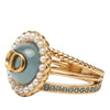 Dior Gold Plated Resin Faux Pearl Strass CD Logo Ring Secondhand