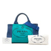 Prada Small Bicolor Canvas Canapa Logo Tote Secondhand