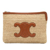 Celine Raffia Cuir Triomphe Zip Pouch Secondhand