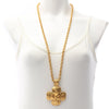 Chanel Gold Plated CC Clover Pendant Necklace Secondhand
