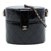 Chanel CC Quilted Patent Round Vanity Clutch With Chain Secondhand