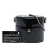 Chanel CC Quilted Patent Round Vanity Clutch With Chain Secondhand