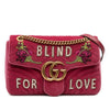 Gucci Large GG Marmont Matelasse Velvet Embroidered Blind For Love Shoulder Bag Secondhand