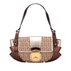 Fendi Zucchino Canvas and Metallic Leather Compilation Shoulder Bag Secondhand