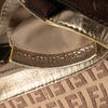 Fendi Zucchino Canvas and Metallic Leather Compilation Shoulder Bag Secondhand