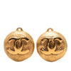 Chanel CC Gold Plated Button Clip On Earrings Secondhand