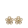 Chanel CC Gold Plated Resin Flower Push Back Earrings Secondhand