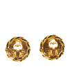 Chanel Gold Plated CC Rhinestones Clip on Earrings Secondhand
