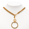 Chanel Gold Plated Double Chain Loupe Magnifying Glass Pendant Necklace Secondhand