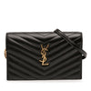 Saint Laurent Chevron Leather Cassandre Envelope Chain Wallet Secondhand