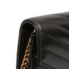 Saint Laurent Chevron Leather Cassandre Envelope Chain Wallet Secondhand