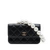 Chanel Quilted Lambskin Maxi Pearls Clutch With Chain Secondhand