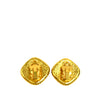 Chanel CC Gold Plated Rhombus Clip On Earrings Secondhand