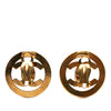 Chanel CC Gold Plated Turn Lock Round Clip On Earrings Secondhand