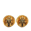 Chanel Gold Plated CC Round Clip On Earrings Secondhand