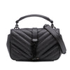 Saint Laurent Mini Chevron Sheepskin Monogram College Satchel Secondhand